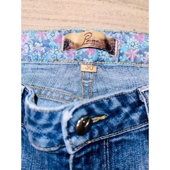 FP1 Paige Anthropologie Super Flare Jeans Size 30 Mid Rise Women's Long Tall - Picture 6 of 8